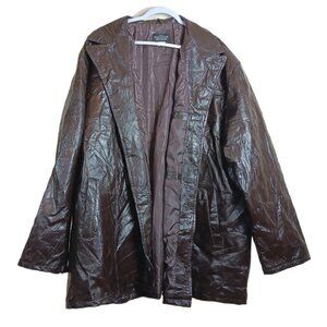 Haband Executive Division Leather Jacket Mens 4X Brown Patchwork Button 70s 80s